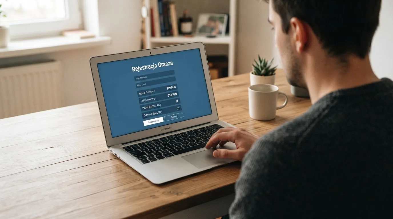 Ekran z warunkami bonusu powitalnego podczas rejestracji w kasynie online