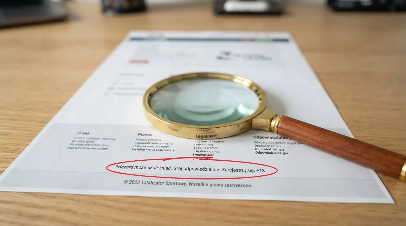Lupa nad stopką strony kasyna, w której zakreślono na czerwono stary numer licencji z Curaçao